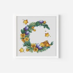 easter wreath cross stitch, easter bunny cross stitch, easter embroidery, easter mini egg cross stitch, instant download