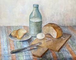 rustic still life original watercolor painting