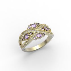 3d model of a jewelry ring with a large gemstones for printing. engagement ring. 3d printing