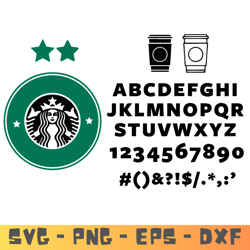 starbucks font and logo, mugs svg designs , starbucks svg fonts , ttf