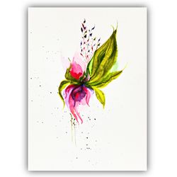 watercolor iris original art flower artwork room decor wall art small painting