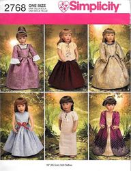 simplicity 2768 - 18 inch (45.5 cm) doll clothes sewing patterns - vintage pattern pdf instant download
