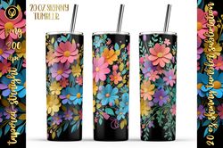 20 oz 3d flowers bouquet tumbler warps, 3d paper flowers tumbler sublimation png mini bundle