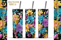 20 oz 3d flowers bouquet tumbler warps, 3d paper flowers tumbler sublimation png mini bundle