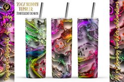 20 oz 3d liquid glossy skinny tumbler sublimation , vibrant color gradient glossy tumbler template , 3d holographic