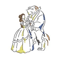 disney embroidery line art design - beauty and the beast embroidery pattern - cartoon machine embroidery design