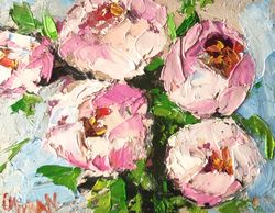 peony painting impasto flower original art floral wall oil painting