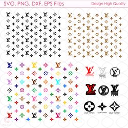 fashion logo pattern bundle, lv pattern svg, dior pattern svg, gucci pattern svg