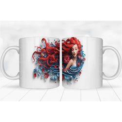 3d mug wrap, mermaid 3d sublimation, 3d 11oz mug wrap