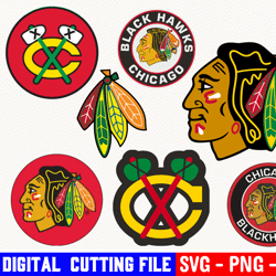 chicago blackhawks bundle, ice hockey team svg, chicago blackhawks svg, clipart png vinyl cut file, cricut, silhouette