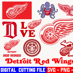 detroit red wings bundle, ice hockey team svg, detroit red wings svg, clipart png vinyl cut file, cricut, silhouette