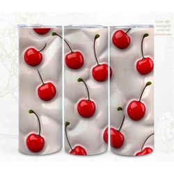 3D  Tumbler Wrap, Cherry on Top Digital Art, Sublimation, Straight Skinny 20 oz Tumbler Wrap, Instant Download