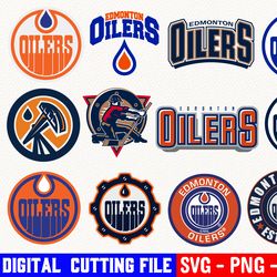 edmonton oilers bundle, ice hockey team svg, edmonton oilers svg, clipart png vinyl cut file, cricut, silhouette file