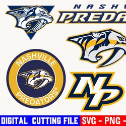 nashville predators bundle, ice hockey team svg, nashville predators svg, clipart png vinyl cut file, cricut, silhouette
