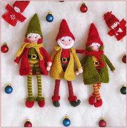 knitting pattern for christmas elf toy amigurumi gnomes, christmas ornament