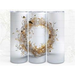 shattered glass wreath digital art print, sublimation, straight skinny 20 oz tumbler wrap, fabrics, wall art, pod, insta