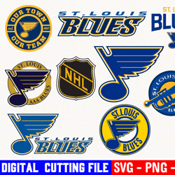 st. louis blues bundle, ice hockey team svg, st. louis blues svg, clipart png vinyl cut file, cricut, silhouette file