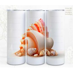 3D Tumbler Wrap Sublimation Stunning Seashell, Sublimation, 300dpi Straight Skinny 20 oz Tumbler Wrap, Digital File, Com