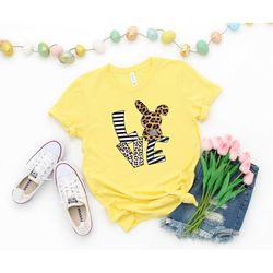 Happy Easter Love Shirt, Easter Bunny Shirt, Kids Easter Shirt, Cute Easter Shirt, Easter Day Shirt, Leopard Easter Bunn