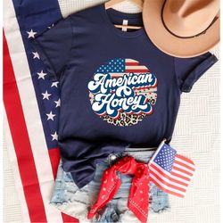 american honey shirt, cute 4th july shirt, retro american honey shirt, women 4th of july leopard design shirt, patriotic