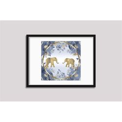 elephant and baby digital art print, instant download, fabrics, wall art, pod, commercial use