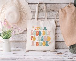 reader tote bag, aesthetic book canvas bag, bookworm librarian gift, library tote, school bag