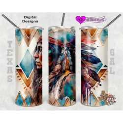 native american tumbler wrap, boho tumbler wrap, watercolor tumbler wrap, 20oz sublimation tumbler png, digital download