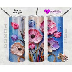 spring flowers tumbler wrap, painted tumbler wrap, watercolor tumbler wrap, 20oz sublimation tumbler png, seamless desig