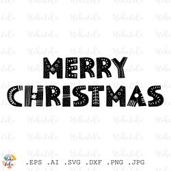 merry christmas svg, merry christmas lettering, merry christmas clipart png, scandi style, merry christmas linocut