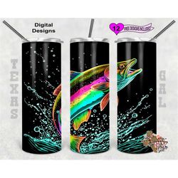 fish tumbler wrap, mountain tumbler wrap, watercolor tumbler wrap, 20oz sublimation tumbler png, digital download, seaml