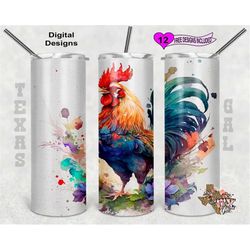 chicken tumbler wrap, watercolor tumbler wrap, alcohol ink tumbler wrap, 20 oz skinny tumbler sublimation design