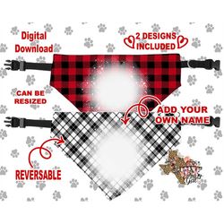 pet bandana red buffalo plaid black plaid personalize bleached sublimation template png