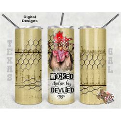 20 oz Skinny Tumbler Wicked Chickens Lay Deviled Eggs Seamless Sublimation Design PNG Instant DIGITAL ONLY