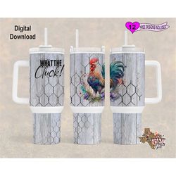 chicken tumbler wrap, what the cluck tumbler wrap, watercolor tumbler wrap, 40 oz skinny tumbler png, seamless design