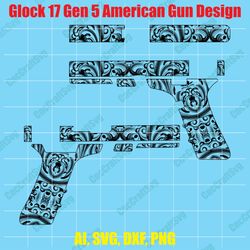 glock 17 gen 4 hand gun design vector art