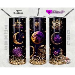 Celestial Tumbler Wrap, 20oz Sublimation Tumbler PNG, Seamless Design