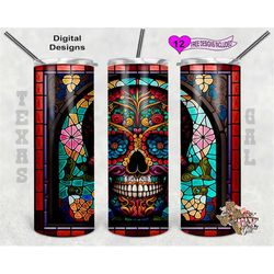 stain glass tumbler wrap, sugar skull tumbler wrap, 20oz sublimation tumbler wrap, digital download