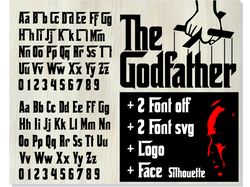godfather bundle | godfather font svg, godfather font otf, godfather logo, godfather face silhouette | svg | otf | png