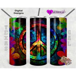 stain glass tumbler wrap, peace sign tumbler wrap, 20oz sublimation tumbler wrap, digital download