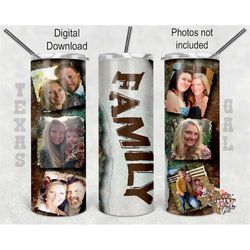 20 oz Skinny Tumbler Family Picture Frames Seamless Sublimation Design PNG Instant DIGITAL ONLY