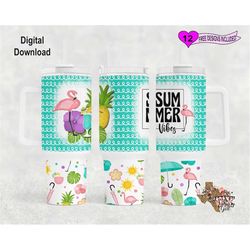 summer vibes tumbler wrap, summer tumbler wrap, watercolor tumbler wrap, 40oz sublimation tumbler png, seamless design