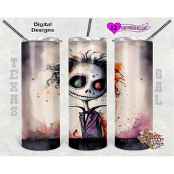 boy skeleton tumbler wrap, whimsical tumbler wrap, watercolor tumbler wrap, 20oz sublimation tumbler png, seamless desig