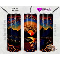 river tumbler wrap, mountain tumbler wrap, watercolor tumbler wrap, 20oz sublimation tumbler png, digital download, seam