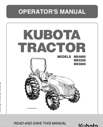 kubota mx4800 mx5200 mx5800 operators maintenance manual