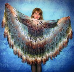 green-brown crochet russian shawl, handmade warm orenburg shawl, wool wrap, goat down stole, shoulder cape,lace kerchief