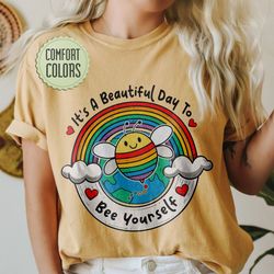 lgbt bee yourself comfort colors shirt, its a good day to be yourself, pride rainbow