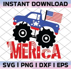 4th of July Svg, Merica Svg, Old Truck Svg, American Truck, Patriotic Shirt Svg, Independence, US Flag Svg File