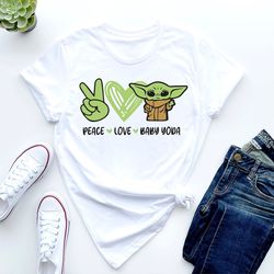 peace love baby yoda shirts, disney shirt baby alien, baby yoda shirt, star wars baby