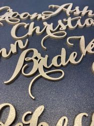 personalized wooden wedding name cards