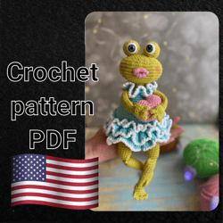 frog in amigurumi dress crochet pdf pattern , crochet patterns